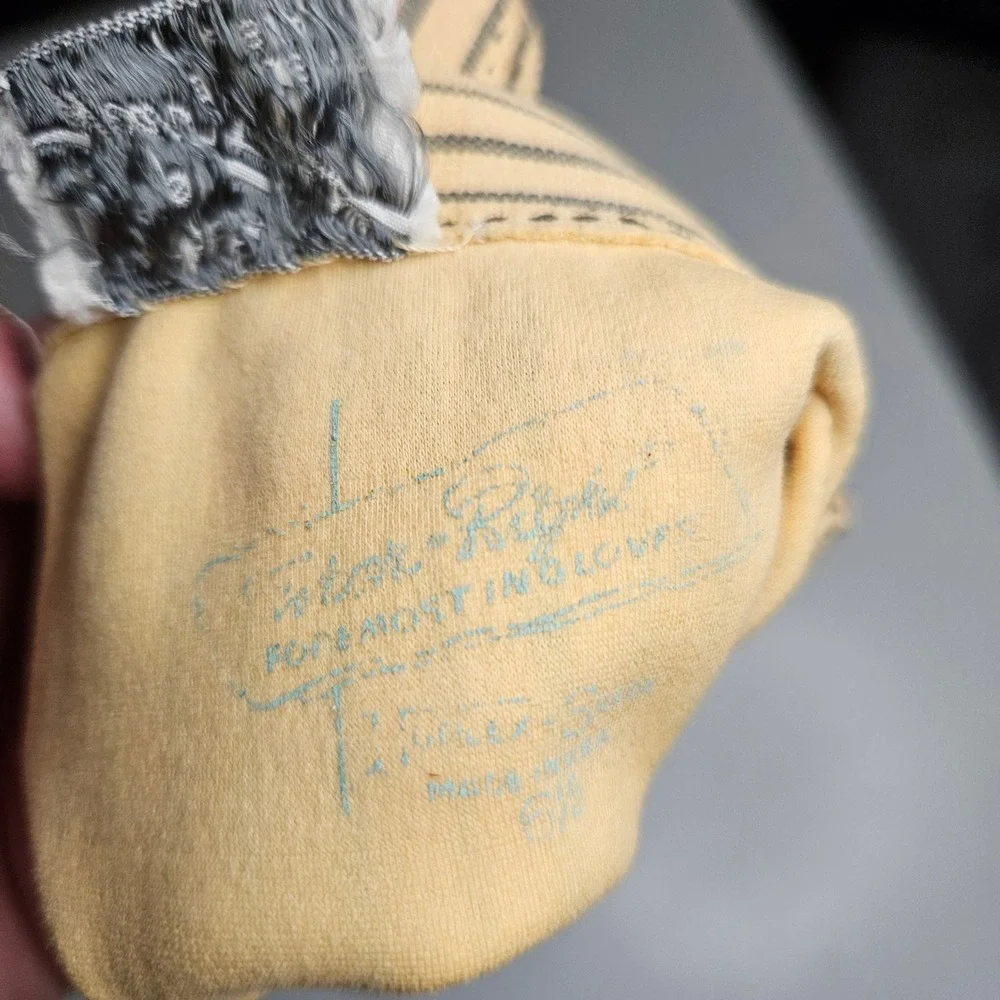 Vintage Wear-Right‎ Le Gant Hermes Paris Yellow Striped Cotton Gloves Size 6.5